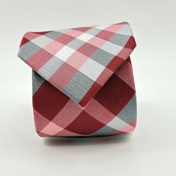 Alfani Other - Aflani Spectrum Red & Gray Plaid Pattern Silk Necktie NEW